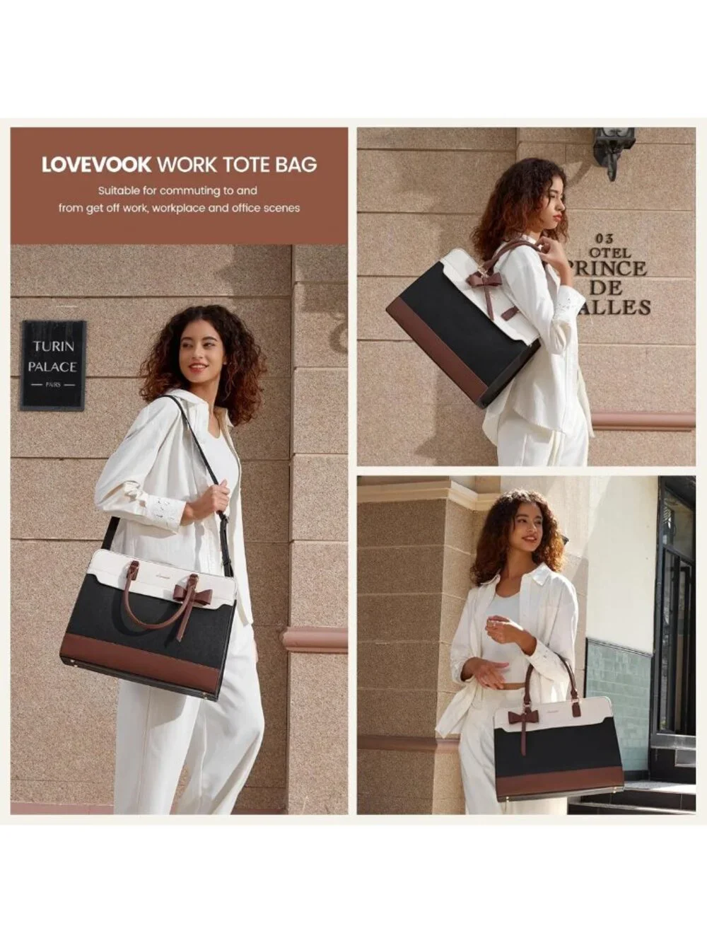 Stylish Waterproof Laptop Tote Bag for Women | Large Leather Work Handbag